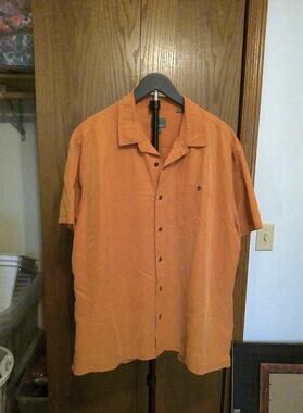 Royal Robbins Desert Pucker Dry Shirt Mens XXL Orange Short Sleeve Button Up